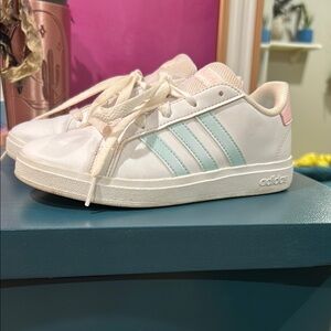 Adidas Kids' White and Blue Sneakers